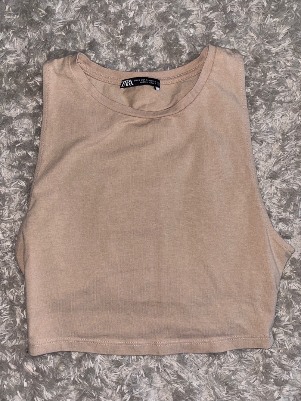 Zara Beige Sleeveless Crop Top
